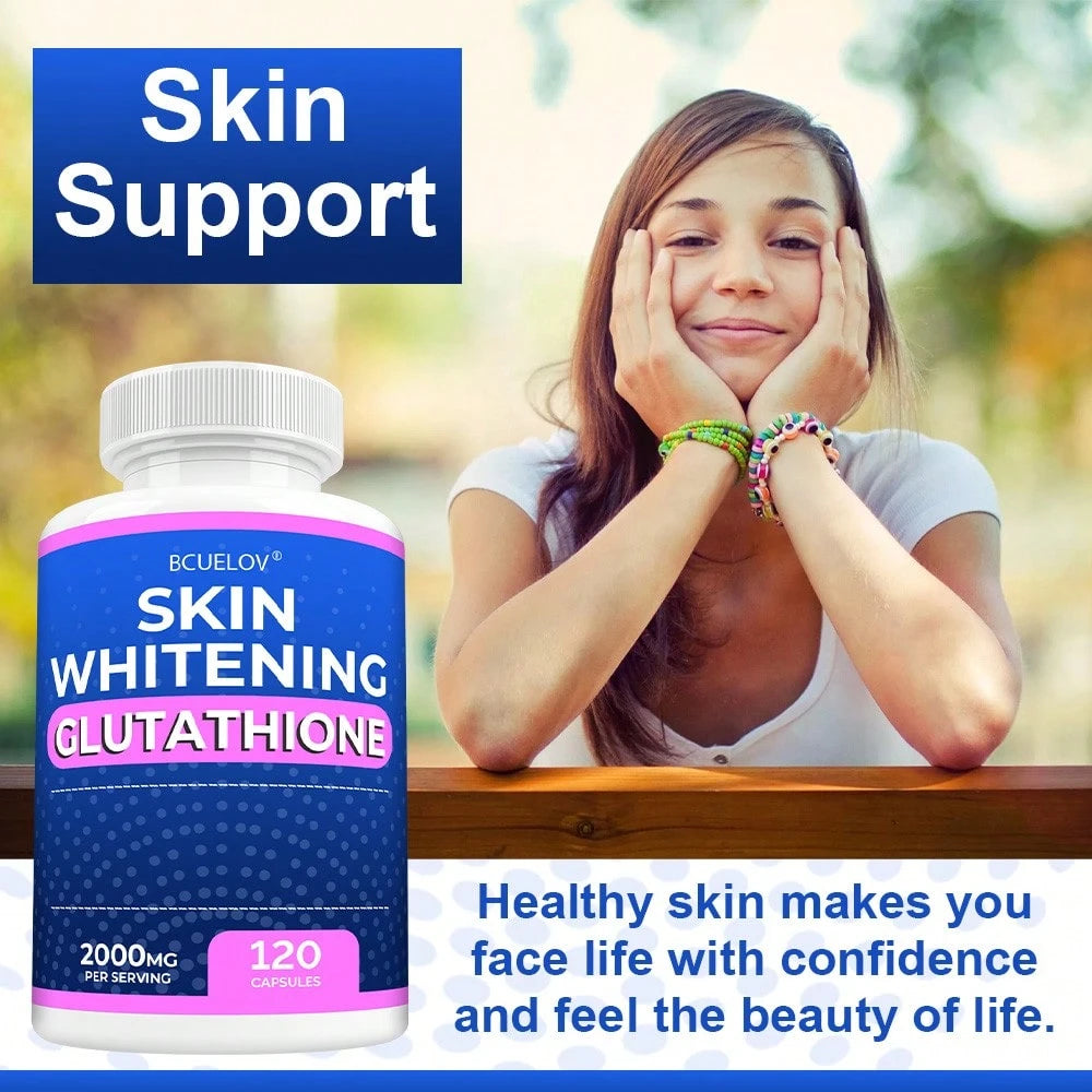 Bcuelov Whitening Glutathione Supplement- Contains Ingredients Like Licorice And Turmeric- Whitens And Brightens Skin Tone- 120 Capsules