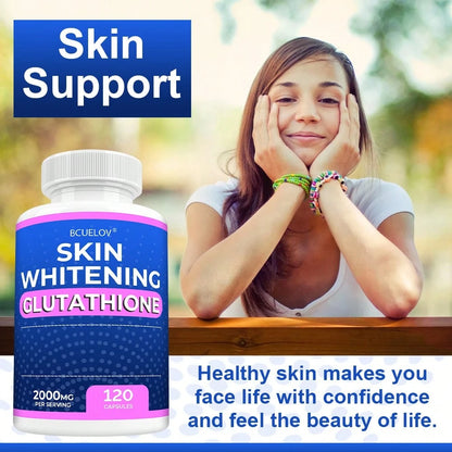 Bcuelov Whitening Glutathione Supplement- Contains Ingredients Like Licorice And Turmeric- Whitens And Brightens Skin Tone- 120 Capsules