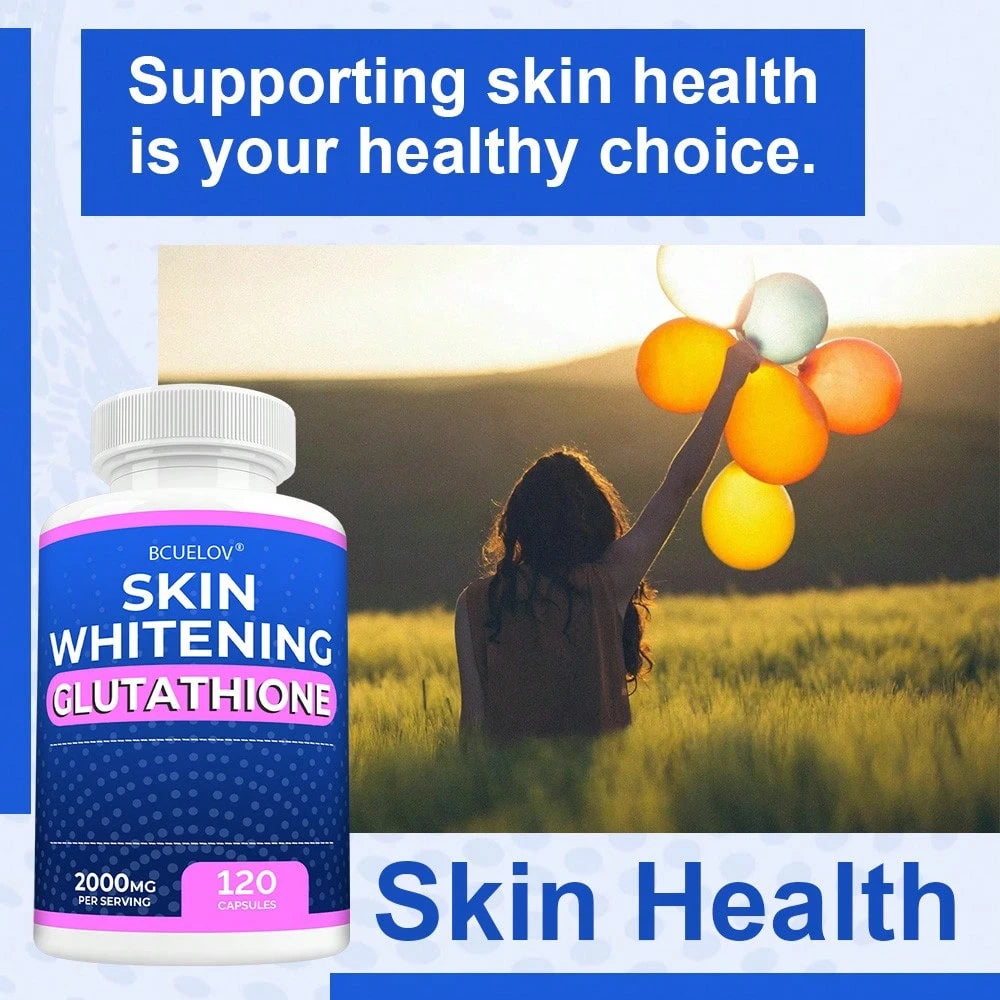Bcuelov Whitening Glutathione Supplement- Contains Ingredients Like Licorice And Turmeric- Whitens And Brightens Skin Tone- 120 Capsules