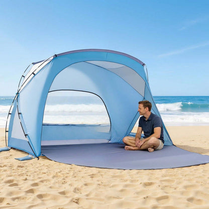 Beach Tent Sun Shelter For 6 Person, UPF 50+ Protection, Portable Sun Shade Canopy With Carrying Bag & Sand Pockets, Lightweight And Easy Setup Beach Umbrella For Family Camping Outdoor Picnic