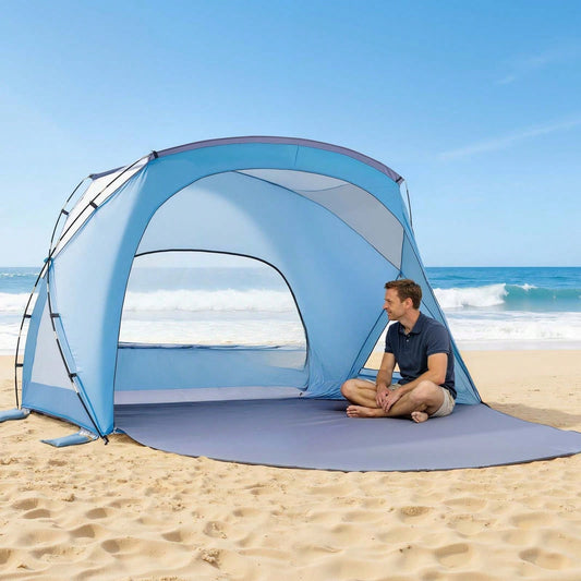 Beach Tent Sun Shelter For 6 Person, UPF 50+ Protection, Portable Sun Shade Canopy With Carrying Bag & Sand Pockets, Lightweight And Easy Setup Beach Umbrella For Family Camping Outdoor Picnic