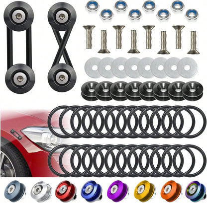BFXM Universal Bumper Clips, Front Rear Bumper Quick Release Kit, Bumper Holders For Cars (8 Black Bumper Quick Release Tabs And 24 Customized