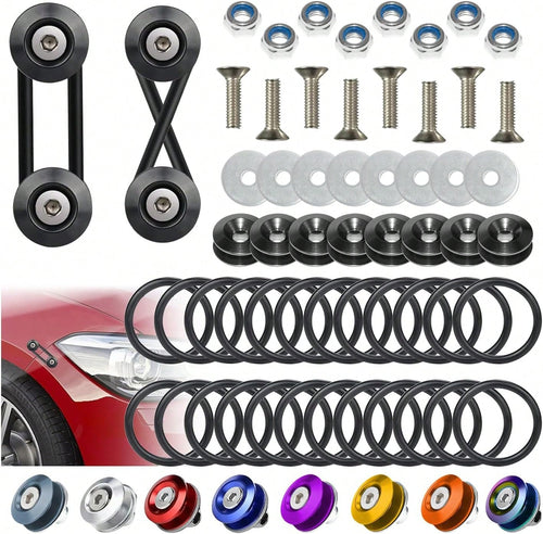 BFXM Universal Bumper Clips, Front Rear Bumper Quick Release Kit, Bumper Holders For Cars (8 Black Bumper Quick Release Tabs And 24 Customized