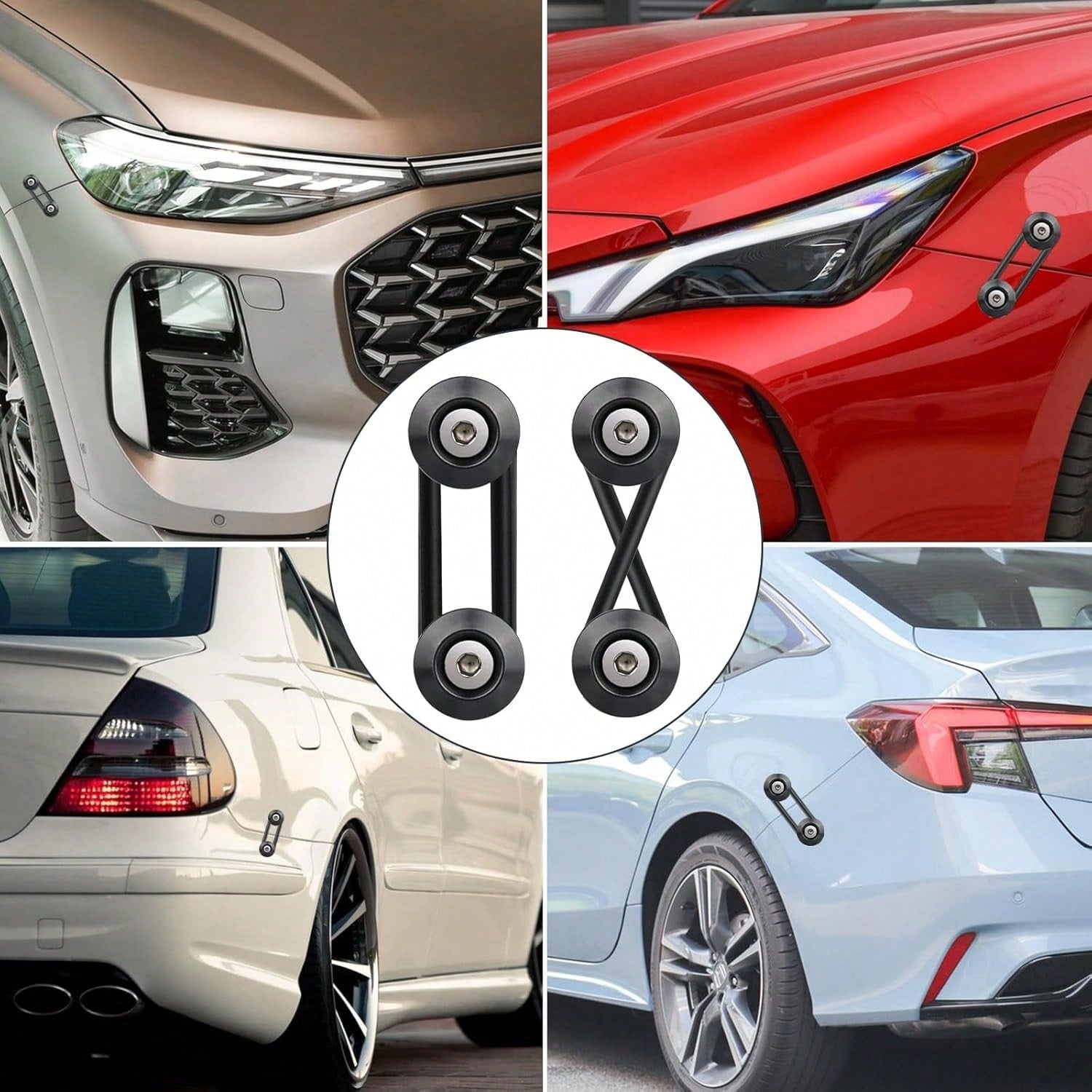 BFXM Universal Bumper Clips, Front Rear Bumper Quick Release Kit, Bumper Holders For Cars (8 Black Bumper Quick Release Tabs And 24 Customized