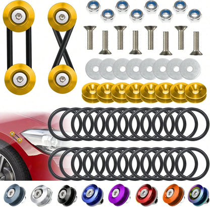 BFXM Universal Bumper Clips, Front Rear Bumper Quick Release Kit, Bumper Holders For Cars (8 Black Bumper Quick Release Tabs And 24 Customized