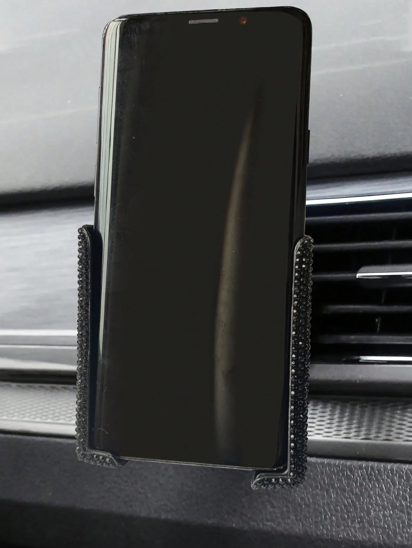 Black Crystal Rhinestone Design Car Air Vent Phone Holder, Multifunctional Car Phone Mount Clip, Compatible With IPhone, Android Phones, Gift For Boyfriend, Family, Friends