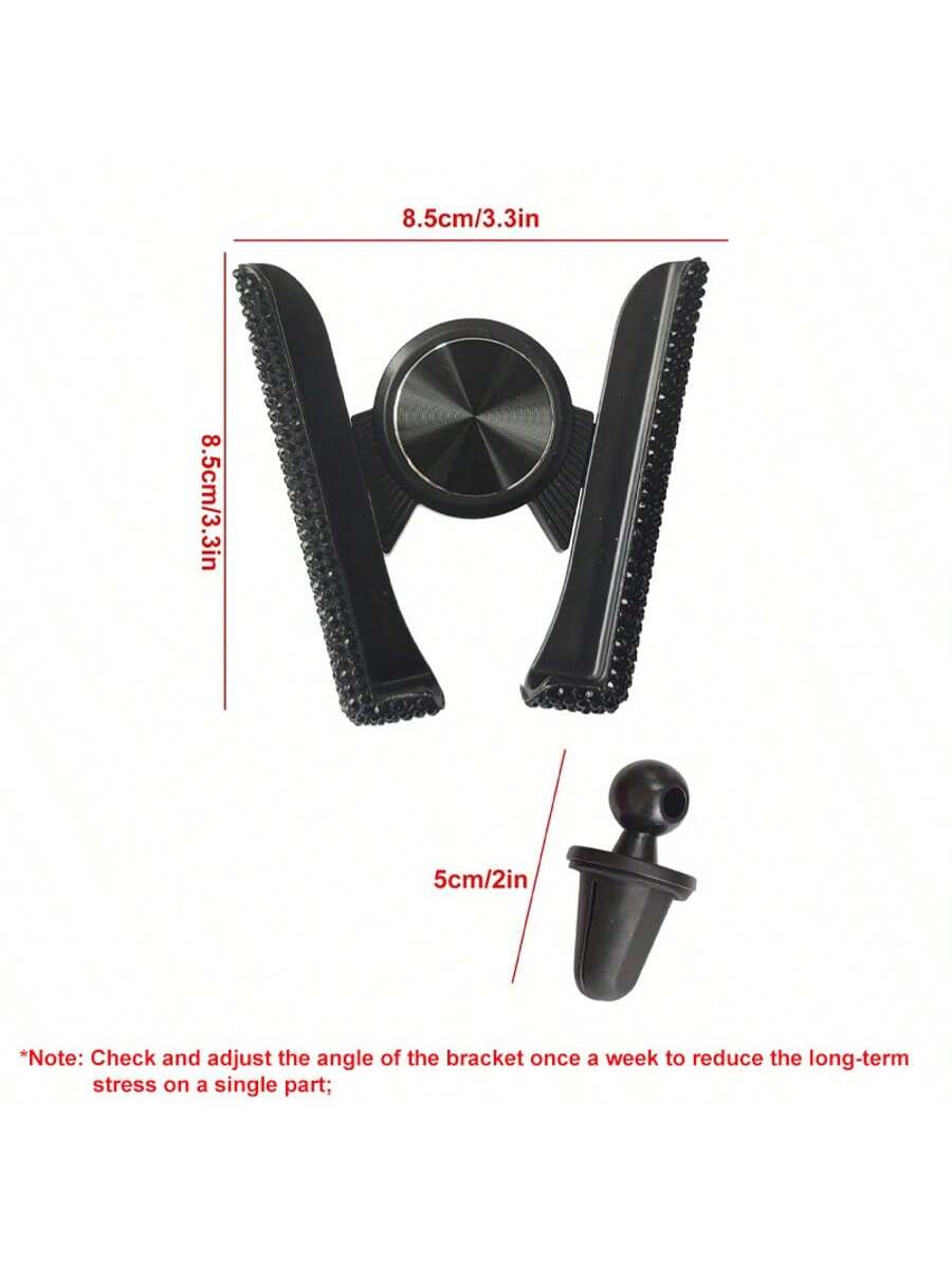 Black Crystal Rhinestone Design Car Air Vent Phone Holder, Multifunctional Car Phone Mount Clip, Compatible With IPhone, Android Phones, Gift For Boyfriend, Family, Friends