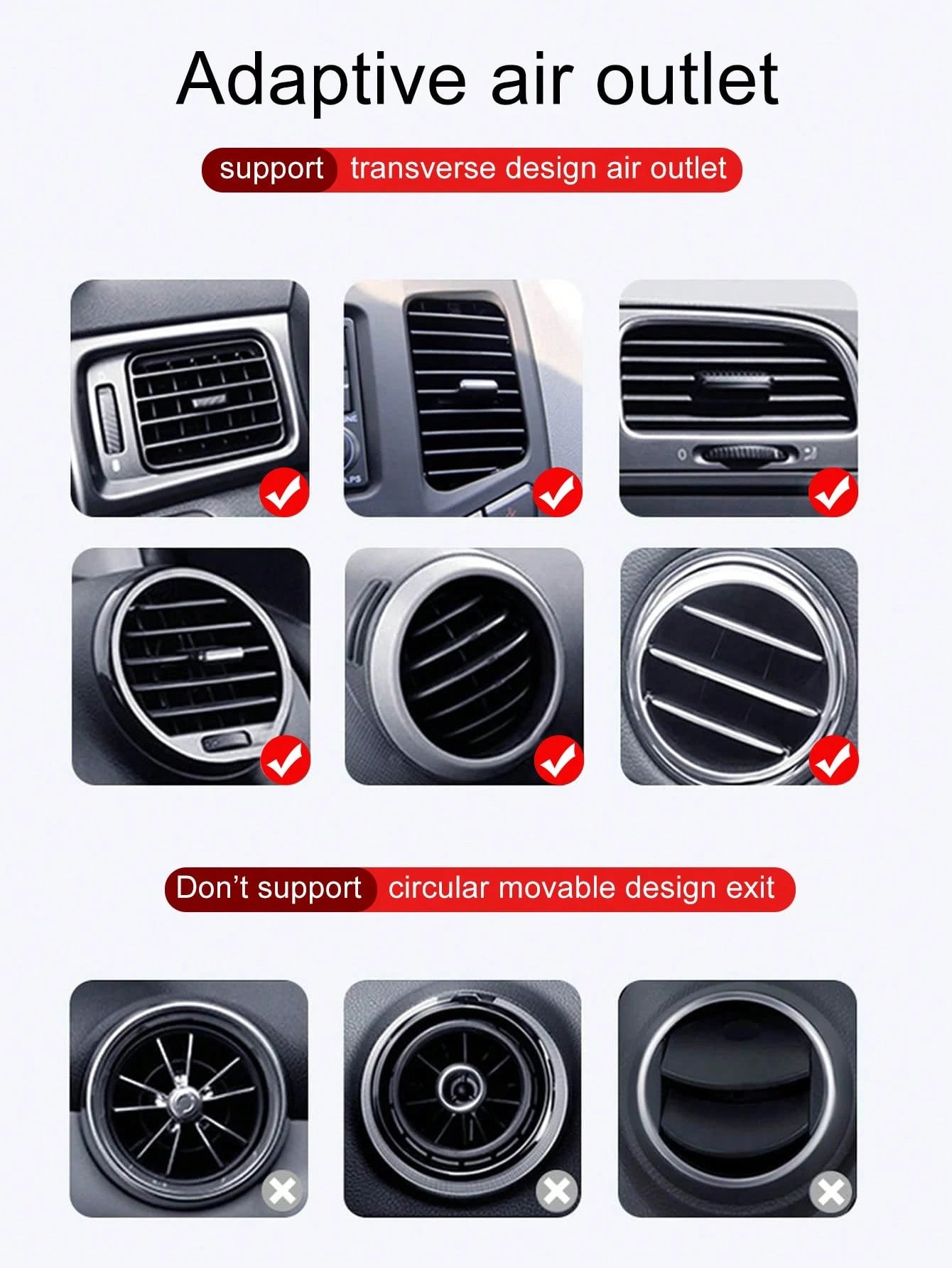 Black Crystal Rhinestone Design Car Air Vent Phone Holder, Multifunctional Car Phone Mount Clip, Compatible With IPhone, Android Phones, Gift For Boyfriend, Family, Friends
