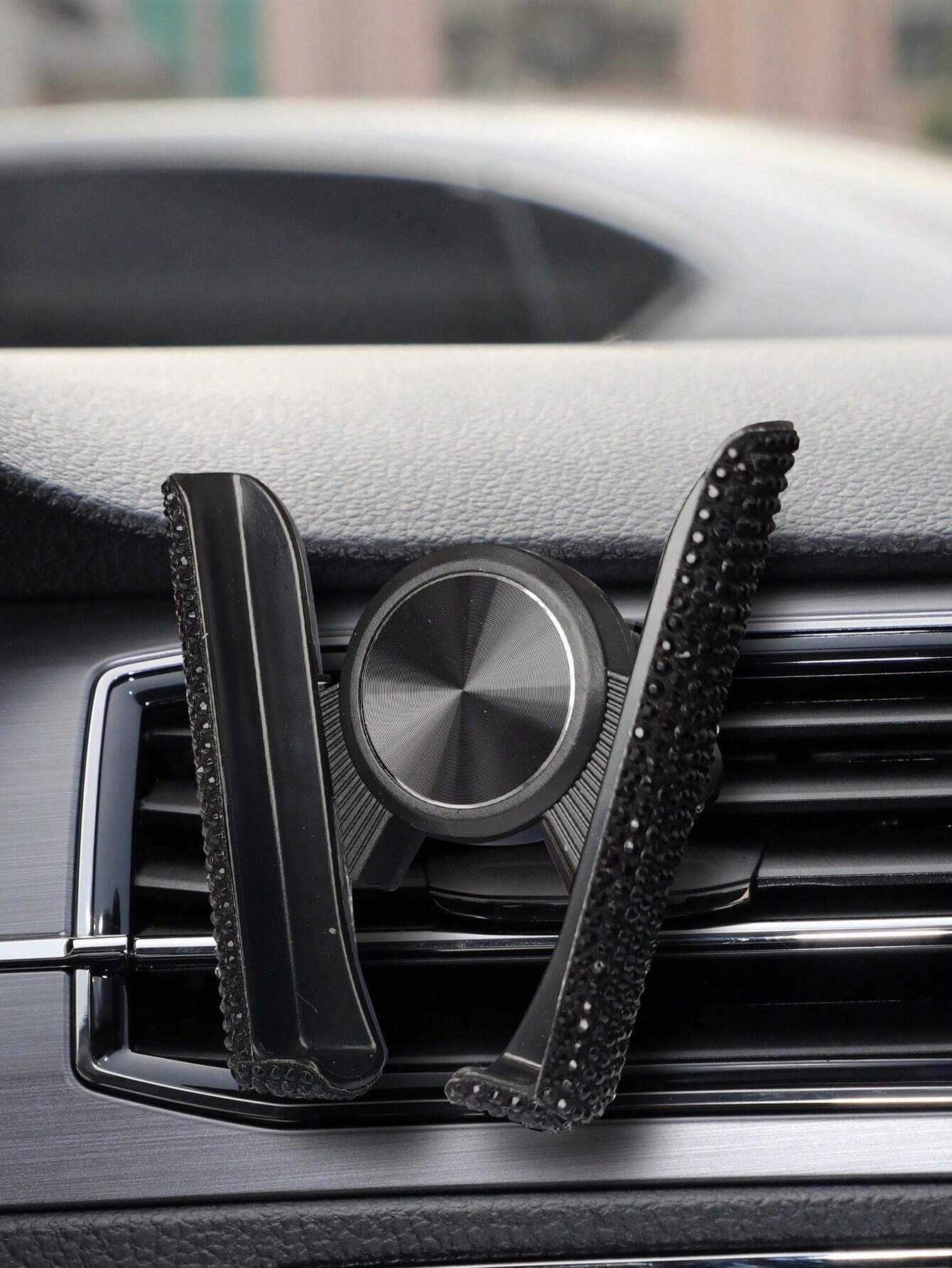 Black Crystal Rhinestone Design Car Air Vent Phone Holder, Multifunctional Car Phone Mount Clip, Compatible With IPhone, Android Phones, Gift For Boyfriend, Family, Friends