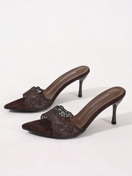 Black Gold White Open Toe Mesh Summer New Fashion Thin High Heel Sandals, Minimalist Versatile Women's Formal Sandals, Pointed Toe Elegant Thin High Heel Slippers Women's High Heels Brown High Heels