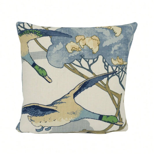 Blue- Majestic Mallard Duck Art Deco Designer Cushion Cover- Luxury Throw Pillow- Home Decor