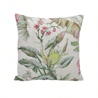 Blush- Vintage Style Tropical Designer Floral Cushion Cover- Pink Green 1800's Soft Art Deco Pillow Cover