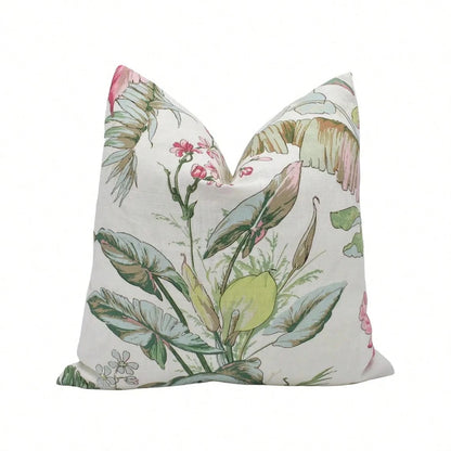 Blush- Vintage Style Tropical Designer Floral Cushion Cover- Pink Green 1800's Soft Art Deco Pillow Cover