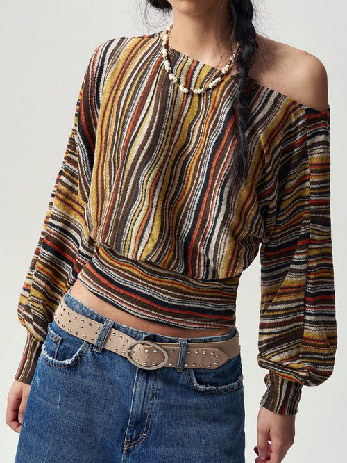 Bohemela Casual Striped Knit Women's T-Shirt
