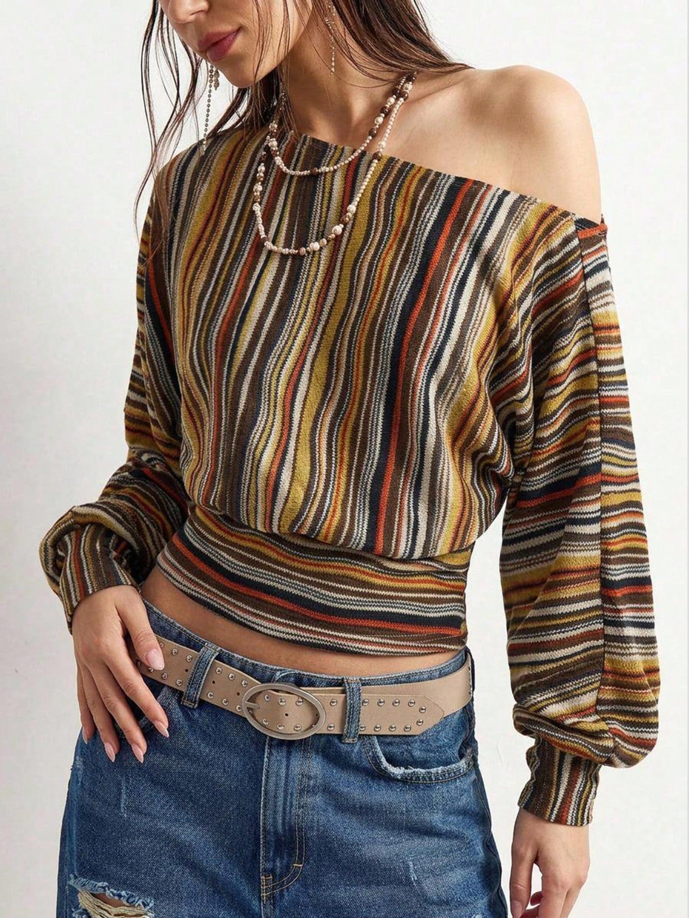 Bohemela Casual Striped Knit Women's T-Shirt
