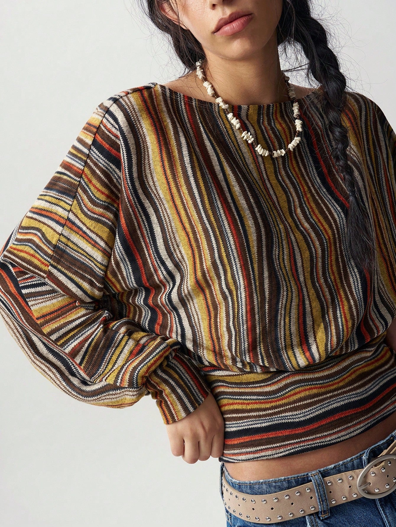 Bohemela Casual Striped Knit Women's T-Shirt