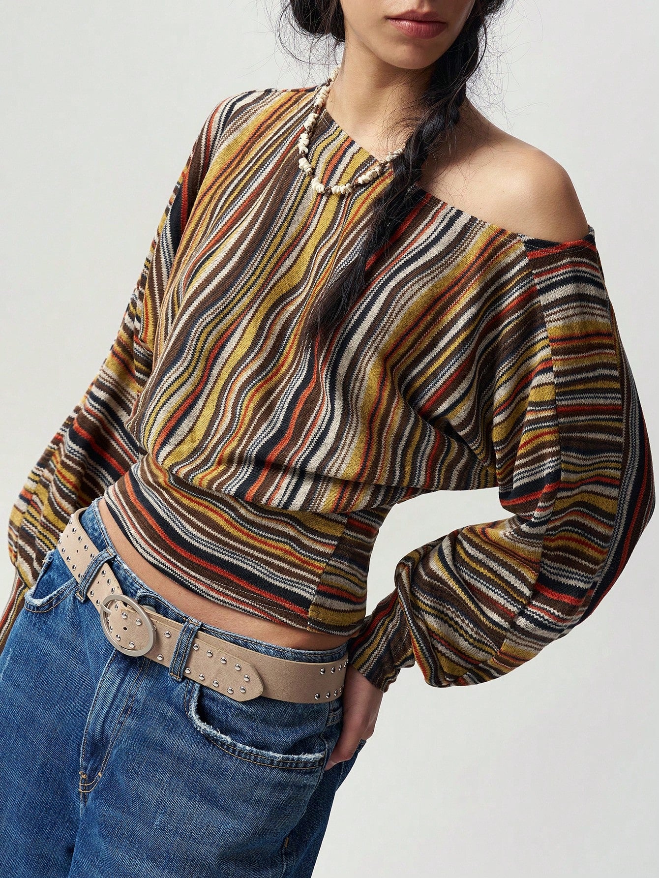 Bohemela Casual Striped Knit Women's T-Shirt