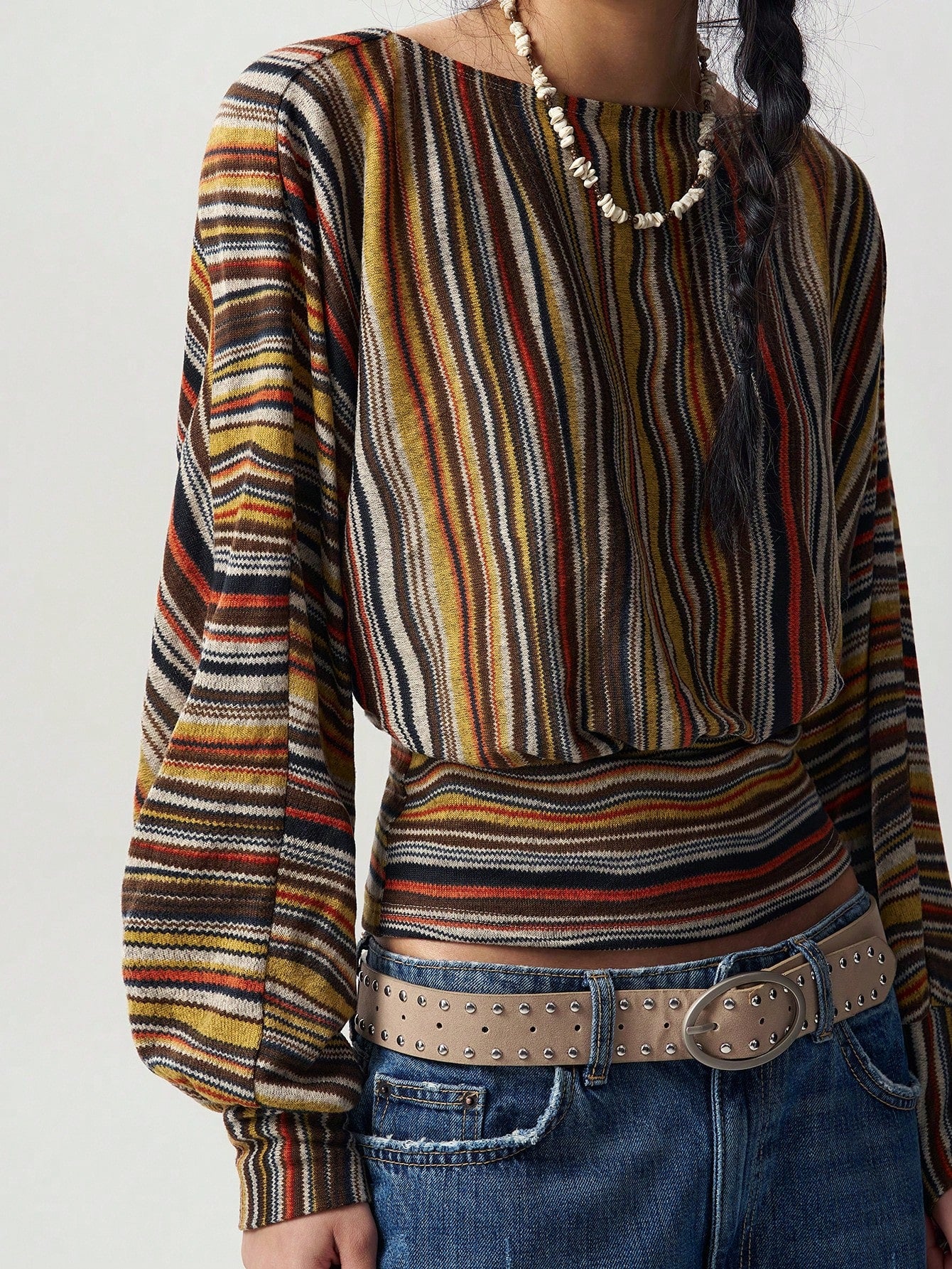 Bohemela Casual Striped Knit Women's T-Shirt
