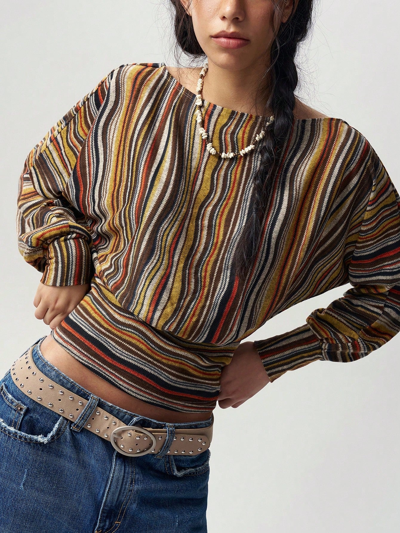 Bohemela Casual Striped Knit Women's T-Shirt