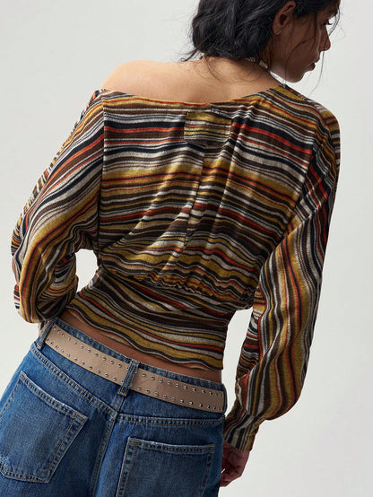 Bohemela Casual Striped Knit Women's T-Shirt