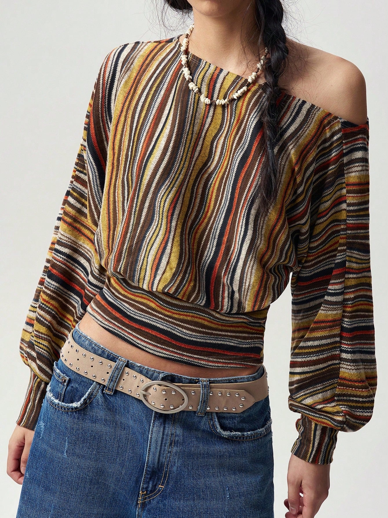 Bohemela Casual Striped Knit Women's T-Shirt