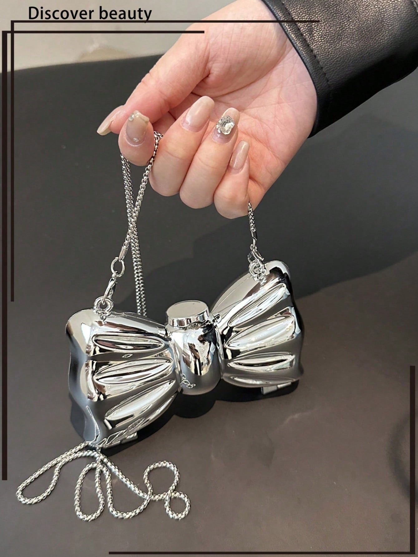 Bow-Shaped Mini Evening Bag Women's Fashionable Chain Lipstick Bag Shoulder/Crossbody Bag & Coin Purse Suitable For Party And Date Gold Earphone Case Women's Decorative Accessory Bag