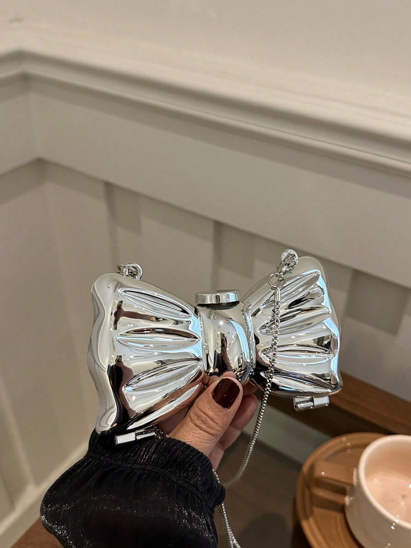 Bow-Shaped Mini Evening Bag Women's Fashionable Chain Lipstick Bag Shoulder/Crossbody Bag & Coin Purse Suitable For Party And Date Gold Earphone Case Women's Decorative Accessory Bag