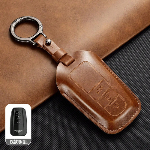 Brand New Leather Car Remote Key Cover Compatible With Toyota Prius, Camry, Corolla, Avalon, CHR, RAV4, Land Cruiser Prado Keyless Entry Key Fob