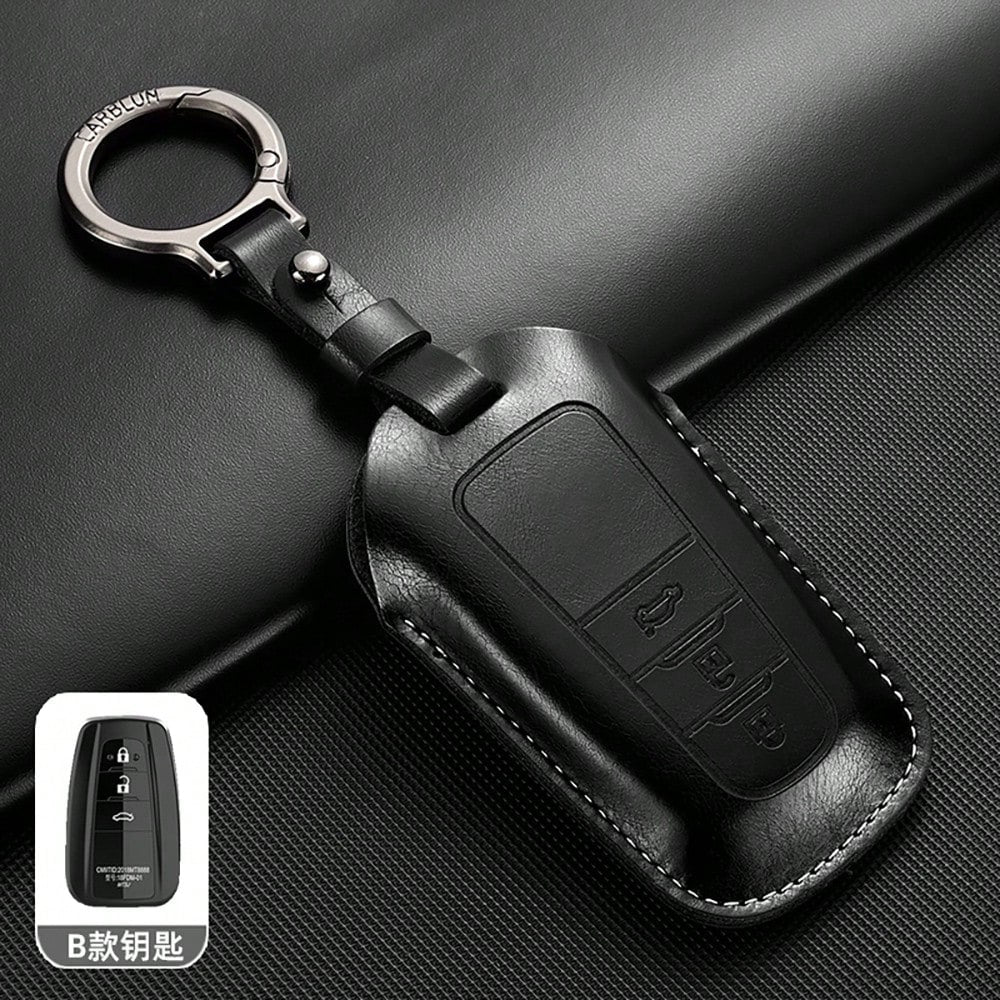 Brand New Leather Car Remote Key Cover Compatible With Toyota Prius, Camry, Corolla, Avalon, CHR, RAV4, Land Cruiser Prado Keyless Entry Key Fob
