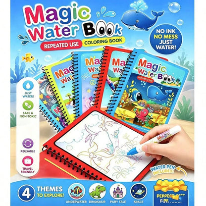 Brand New Magic Water Painting Book Coloring Book Suitable For Birthday Christmas New Year Gift Children Painting Book, Magical Children Doodle Water Painting Book, Clear Water Coloring Painting Book