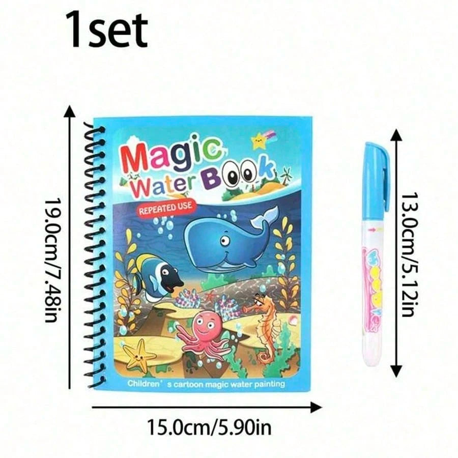 Brand New Magic Water Painting Book Coloring Book Suitable For Birthday Christmas New Year Gift Children Painting Book, Magical Children Doodle Water Painting Book, Clear Water Coloring Painting Book