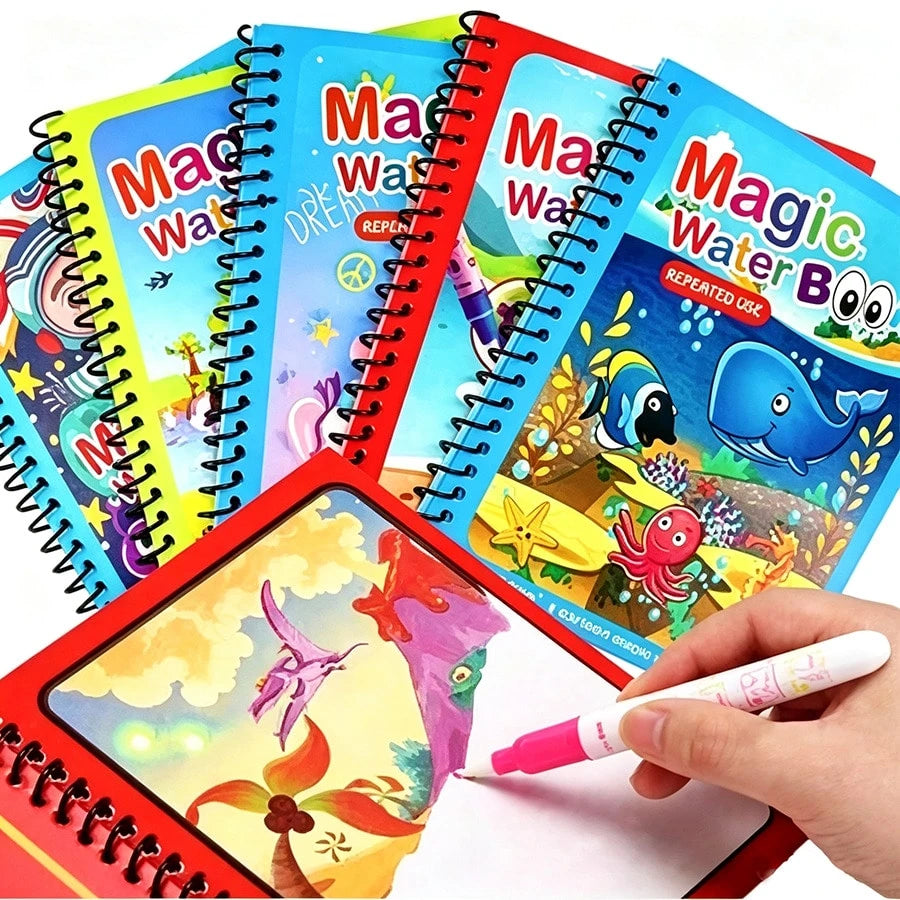 Brand New Magic Water Painting Book Coloring Book Suitable For Birthday Christmas New Year Gift Children Painting Book, Magical Children Doodle Water Painting Book, Clear Water Coloring Painting Book