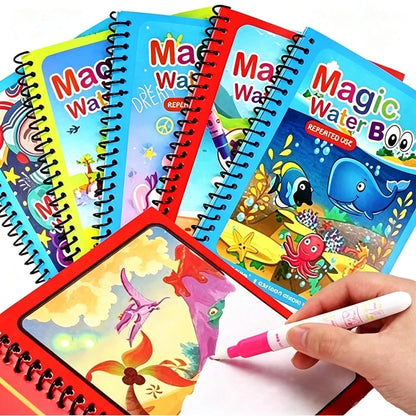 Brand New Magic Water Painting Book Coloring Book Suitable For Birthday Christmas New Year Gift Children Painting Book, Magical Children Doodle Water Painting Book, Clear Water Coloring Painting Book