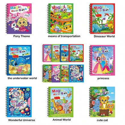 Brand New Magic Water Painting Book Coloring Book Suitable For Birthday Christmas New Year Gift Children Painting Book, Magical Children Doodle Water Painting Book, Clear Water Coloring Painting Book