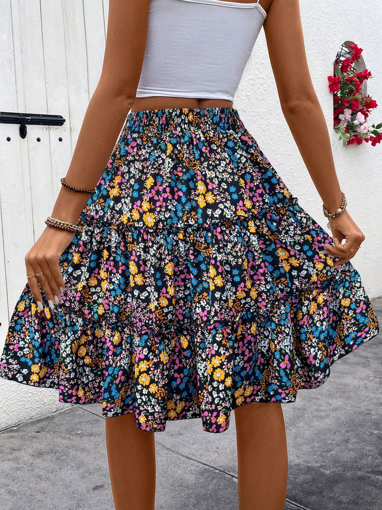Breezaya Women Chiffon Floral Ruffle Hem Skirt (Assorted Prints)