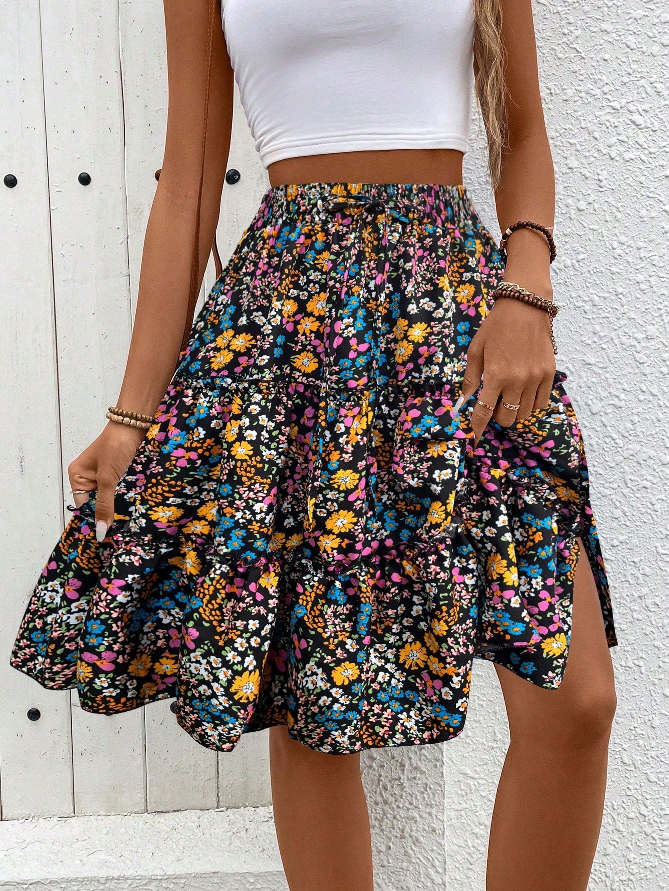 Breezaya Women Chiffon Floral Ruffle Hem Skirt (Assorted Prints)