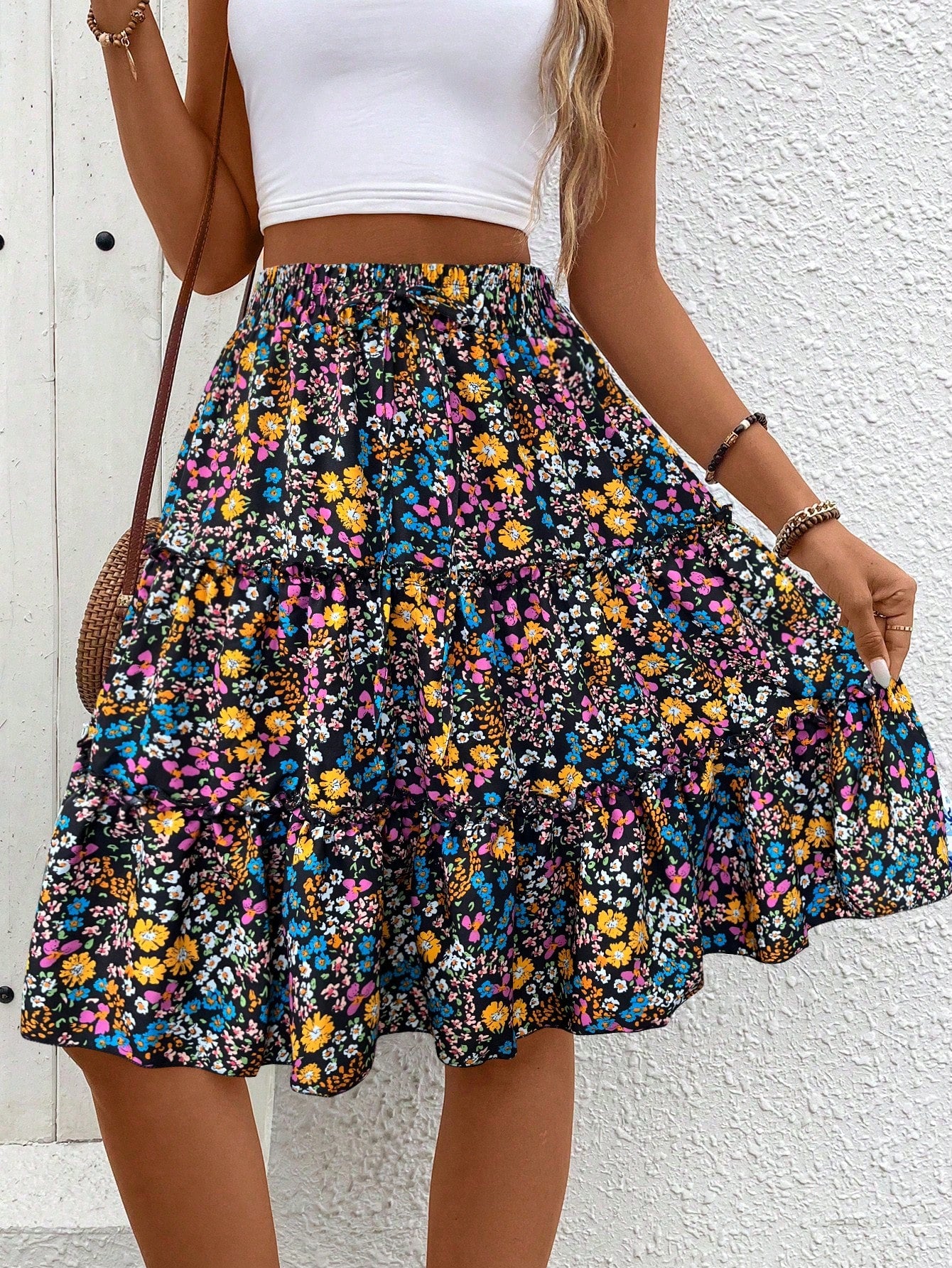 Breezaya Women Chiffon Floral Ruffle Hem Skirt (Assorted Prints)