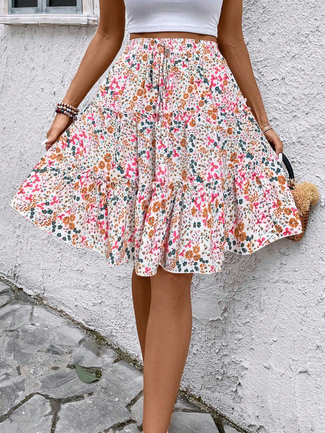 Breezaya Women Chiffon Floral Ruffle Hem Skirt (Assorted Prints)