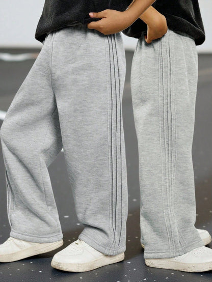 Bubblio 1-Pack Young Boys Casual College Fashionable Loose Pleated Sweatpants,Comfortable Thick Trousers For School,Daily,Sports,Spring,Summer,Autumn,Winter