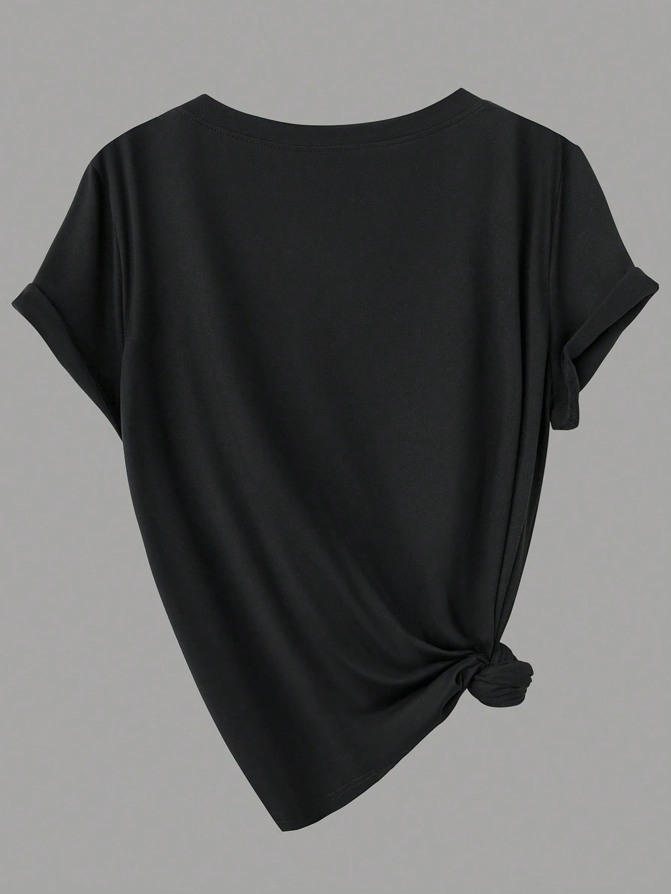Calvaya Plus Size Casual Solid Color Short Sleeve Tops, Basic Tees
