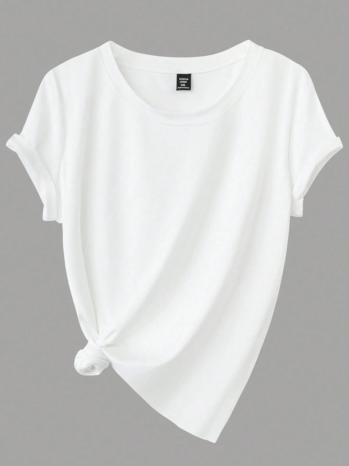 Calvaya Plus Size Casual Solid Color Short Sleeve Tops, Basic Tees