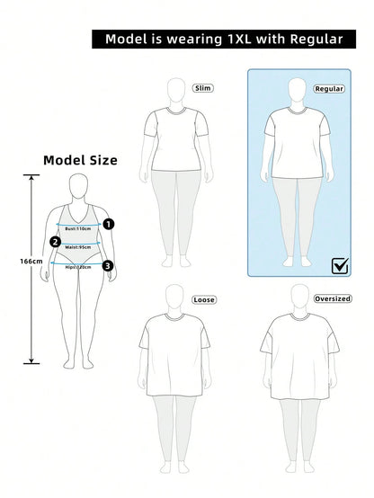 Calvaya Plus Size Casual Solid Color Short Sleeve Tops, Basic Tees