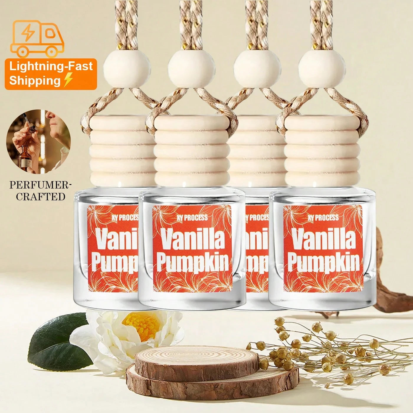 Car Accessories, 2-Bottle And 4-Bottle Car Pendants, Air Fresheners, Perfumes, Essential Oils, Aromatherapy, Car Air Freshener Diffusers, Birthday Gifts, Gifts For Car Lovers Vanilla Pumpkin Car Lover