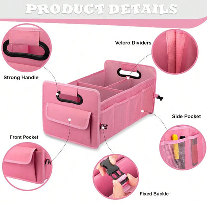 Car Accessories Interior| 1pc Foldable Car Trunk Storage Organizer With Handle, Fits Most Vehicles To Keep Trunks Tidy- Car Accessories For Women, Car Essentials, Trunk Organizer, Car Orginizer, Pin