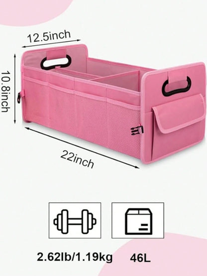 Car Accessories Interior| 1pc Foldable Car Trunk Storage Organizer With Handle, Fits Most Vehicles To Keep Trunks Tidy- Car Accessories For Women, Car Essentials, Trunk Organizer, Car Orginizer, Pin
