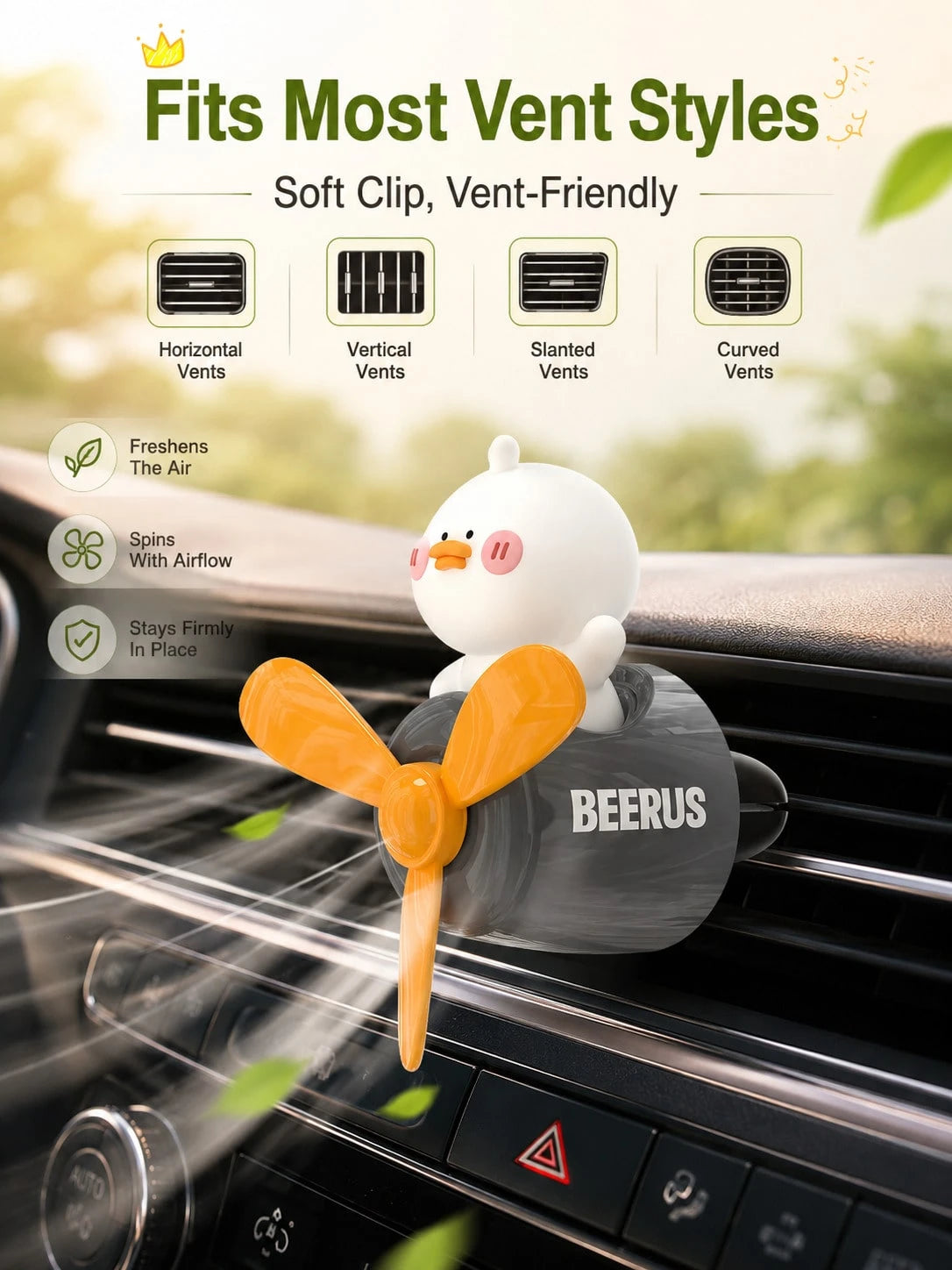 Car Air Vent Aromatherapy Clip, Cartoon Animal Rotating Fan Diffuser, Cute Pilot Dinosaur Tiger Duck Fragrance Air Vent Fan, Car Interior Accessory, Car Fragrance Fragrance Decoration Ornament, Comes