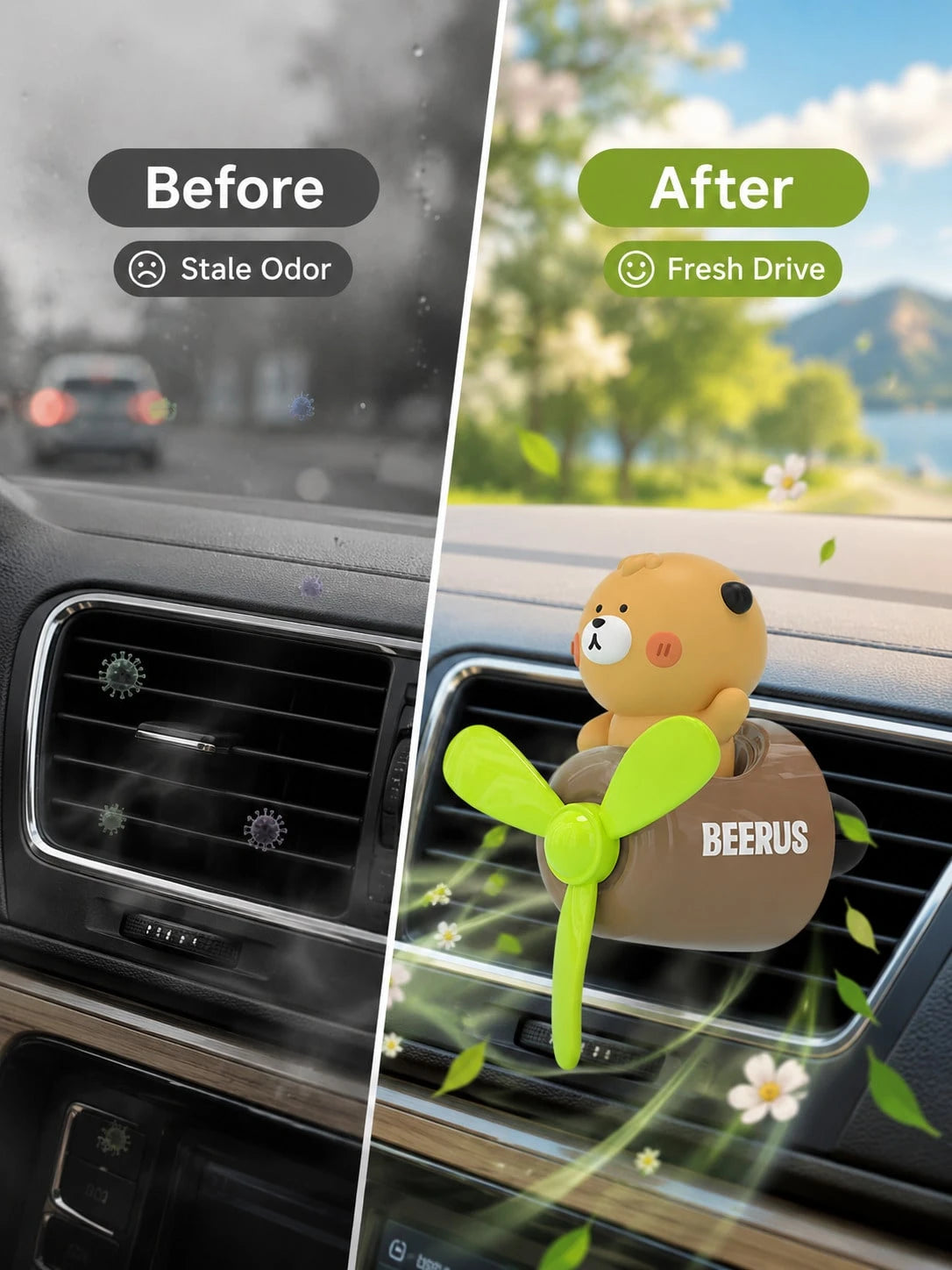 Car Air Vent Aromatherapy Clip, Cartoon Animal Rotating Fan Diffuser, Cute Pilot Dinosaur Tiger Duck Fragrance Air Vent Fan, Car Interior Accessory, Car Fragrance Fragrance Decoration Ornament, Comes
