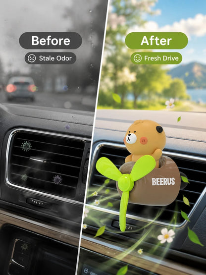 Car Air Vent Aromatherapy Clip, Cartoon Animal Rotating Fan Diffuser, Cute Pilot Dinosaur Tiger Duck Fragrance Air Vent Fan, Car Interior Accessory, Car Fragrance Fragrance Decoration Ornament, Comes