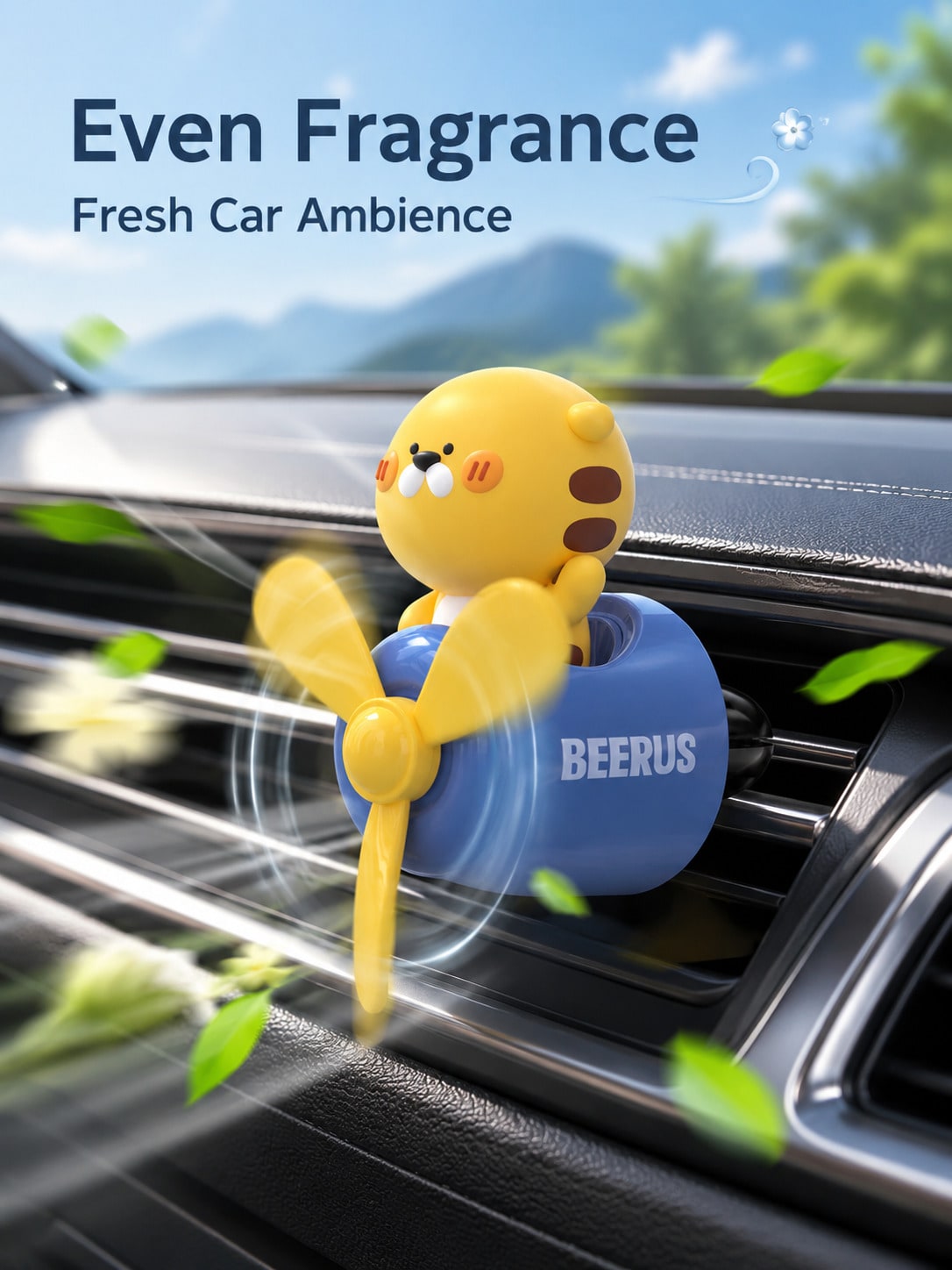 Car Air Vent Aromatherapy Clip, Cartoon Animal Rotating Fan Diffuser, Cute Pilot Dinosaur Tiger Duck Fragrance Air Vent Fan, Car Interior Accessory, Car Fragrance Fragrance Decoration Ornament, Comes