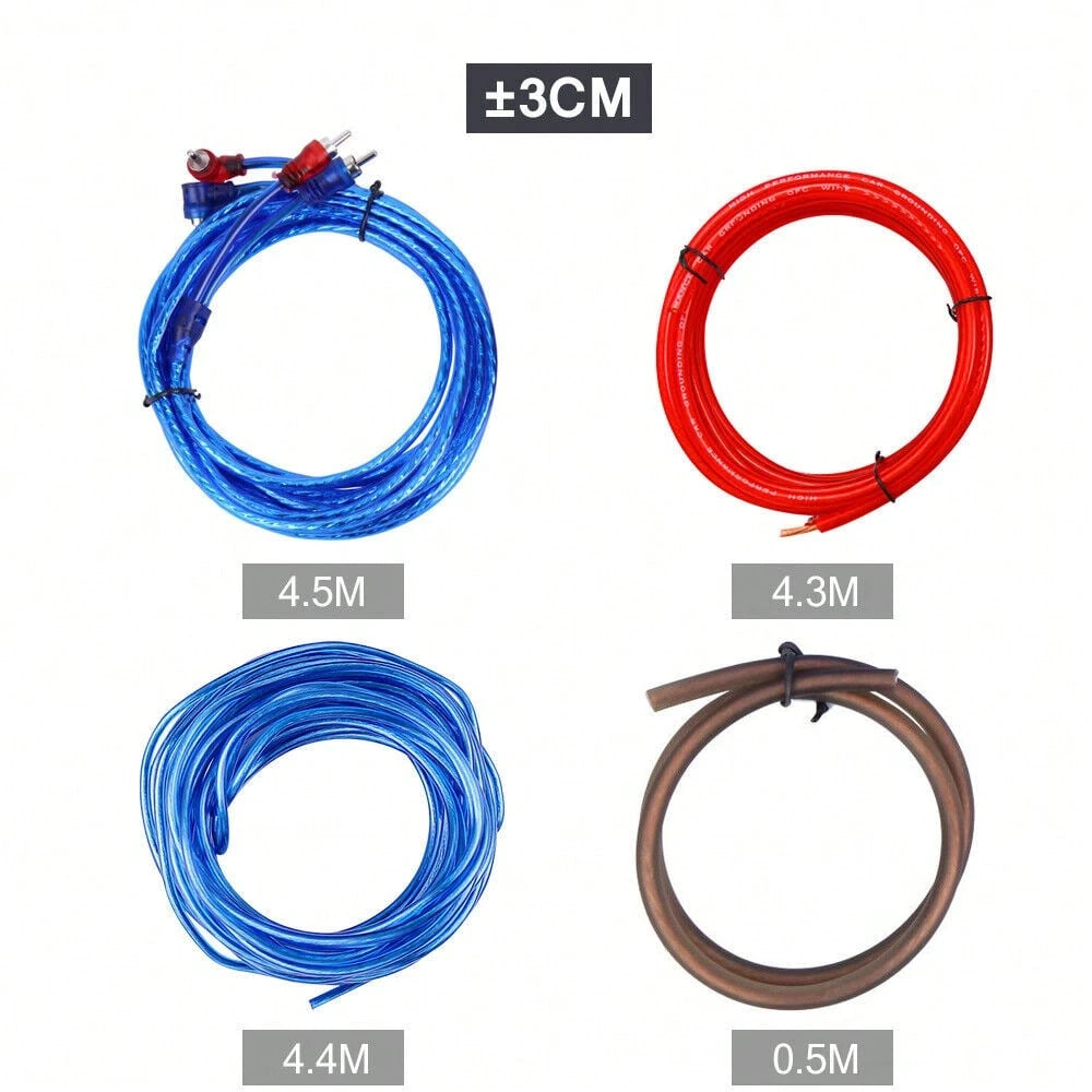Car Amplifier AMP Wiring Kit, 8 AWG Car Subwoofer Amplifier Installation Wires, Audio Cable Subwoofer Sub RCA Power FUSE AGU 1500W